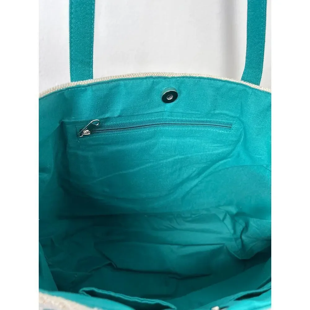 AMERICAN & BEYOND TOTE-LEMON YELLOW‎ HAND BEADED TOTE